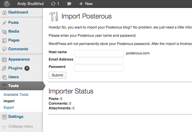 WordPress Posterous Importer