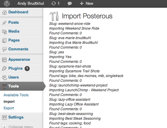 WordPress Import Posterous