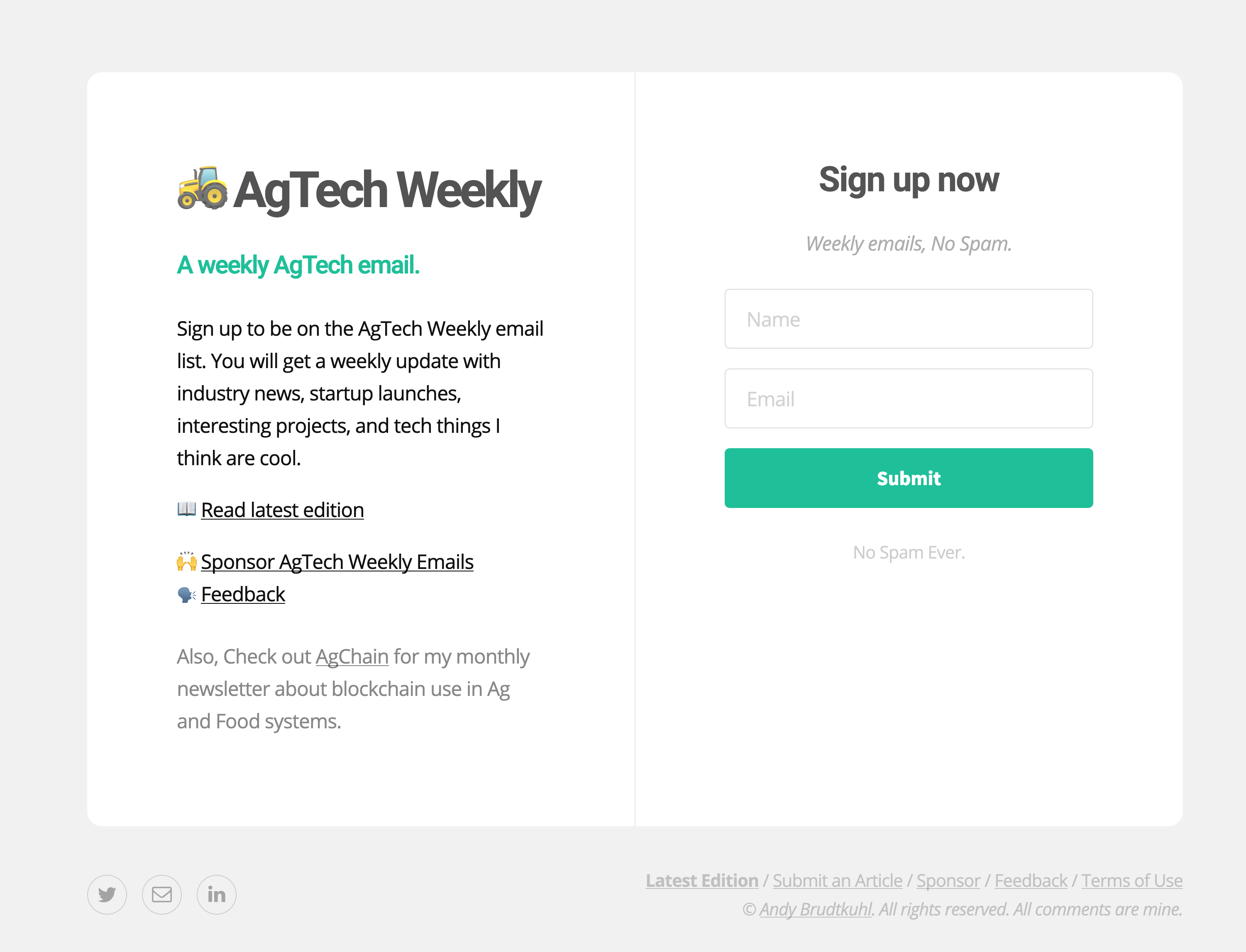 https://agtech.email screenshot